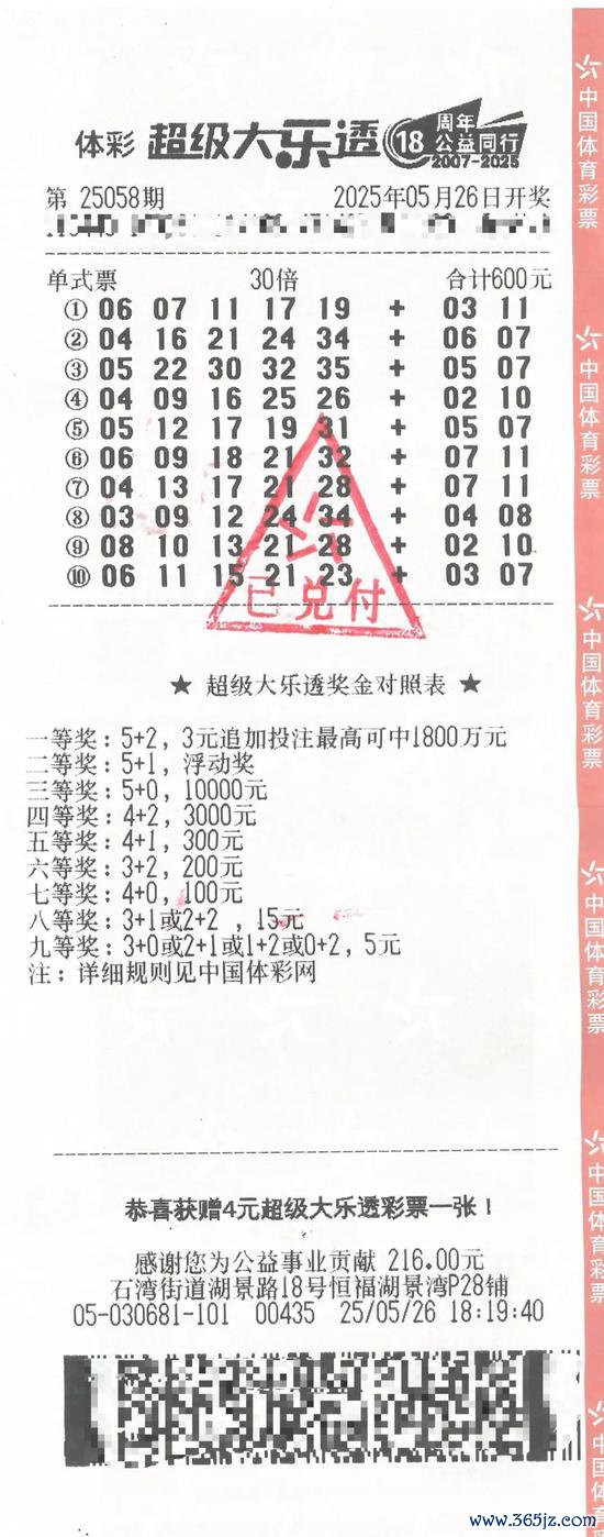 中奖彩票